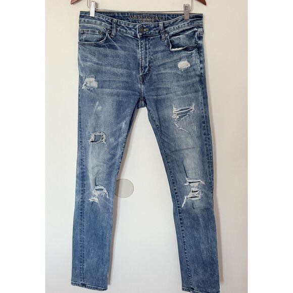 American Eagle Womens Next Level Airflex Distressed Slim Jeans 32x34 - Picture 1 of 13
